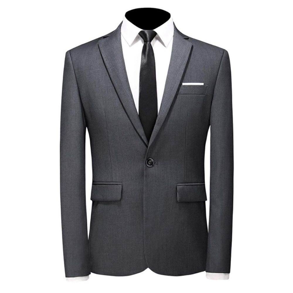 Mogu Men’s Gray Suit Jacket Blazer Slim Fit One Button Notch Lapel Size 44 NWT